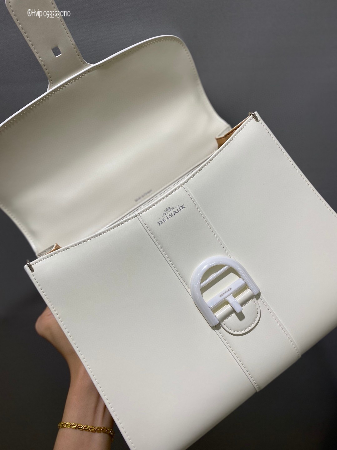 Delvaux Brillant MM in Box Calf white