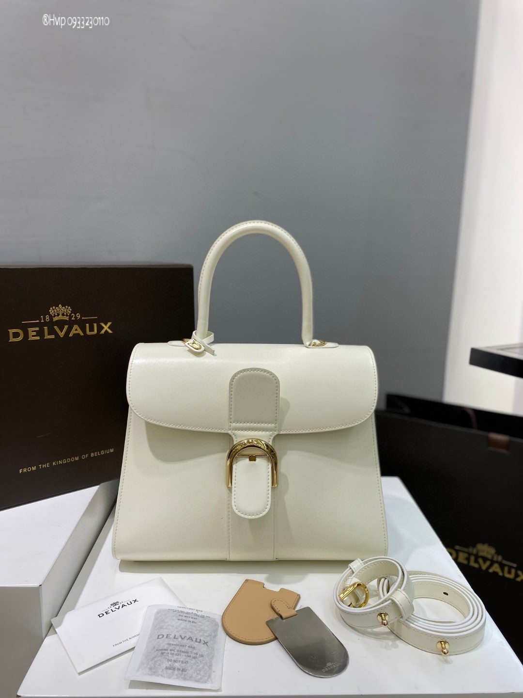 Delvaux Brillant MM in Box Calf white