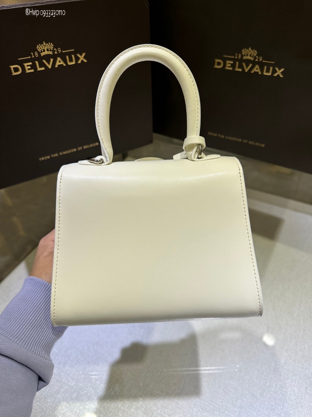 Delvaux Brillan mini in Box Calf white