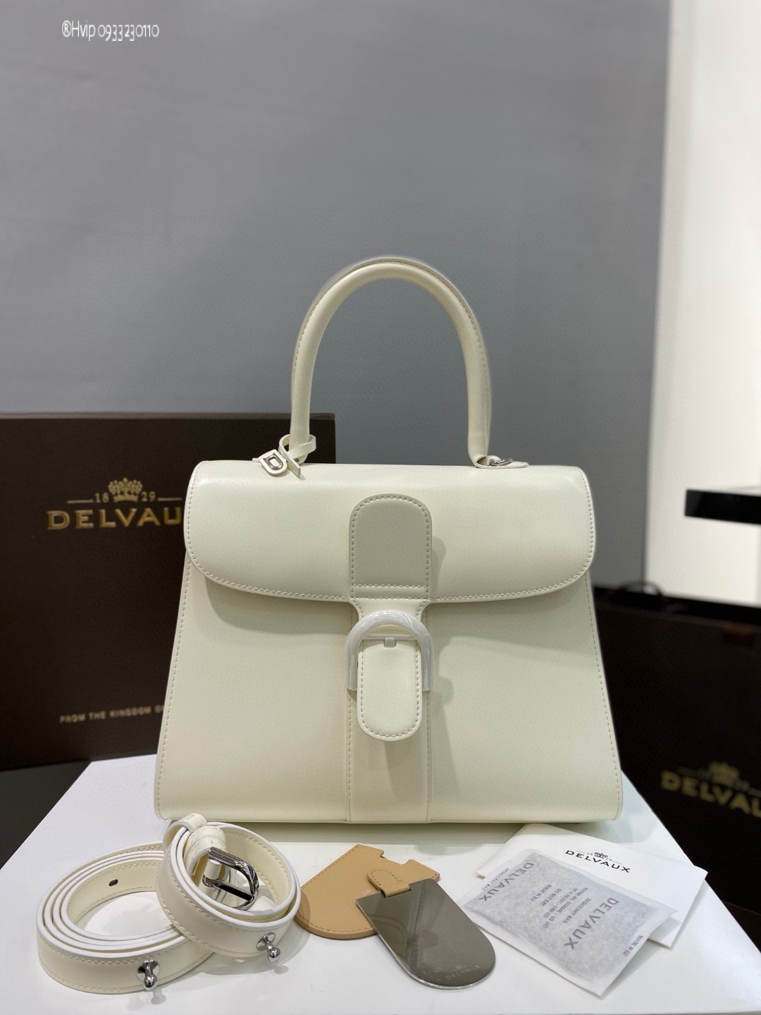 Delvaux Brillant MM in Box Calf white