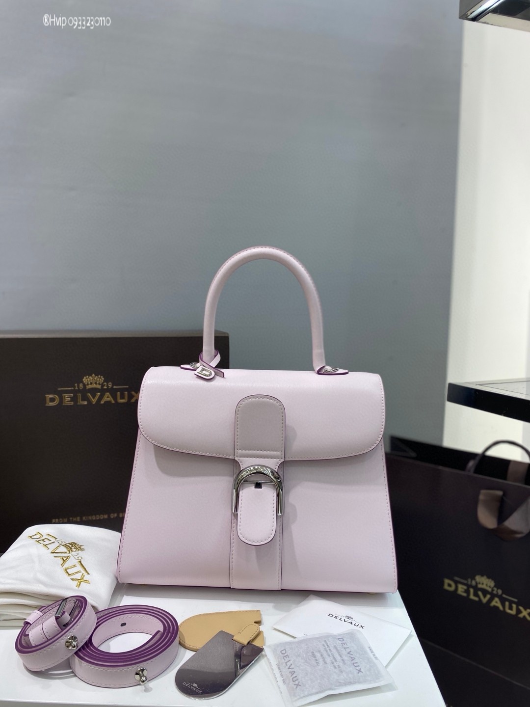 Delvaux Brillant MM in Box Calf pink
