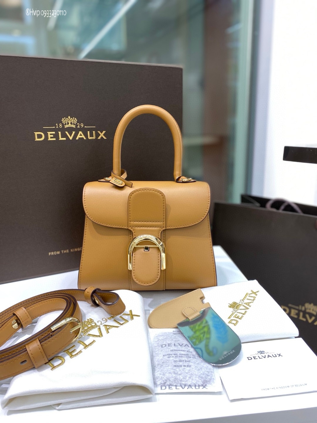 Delvaux Brillan mini in Box Calf beige