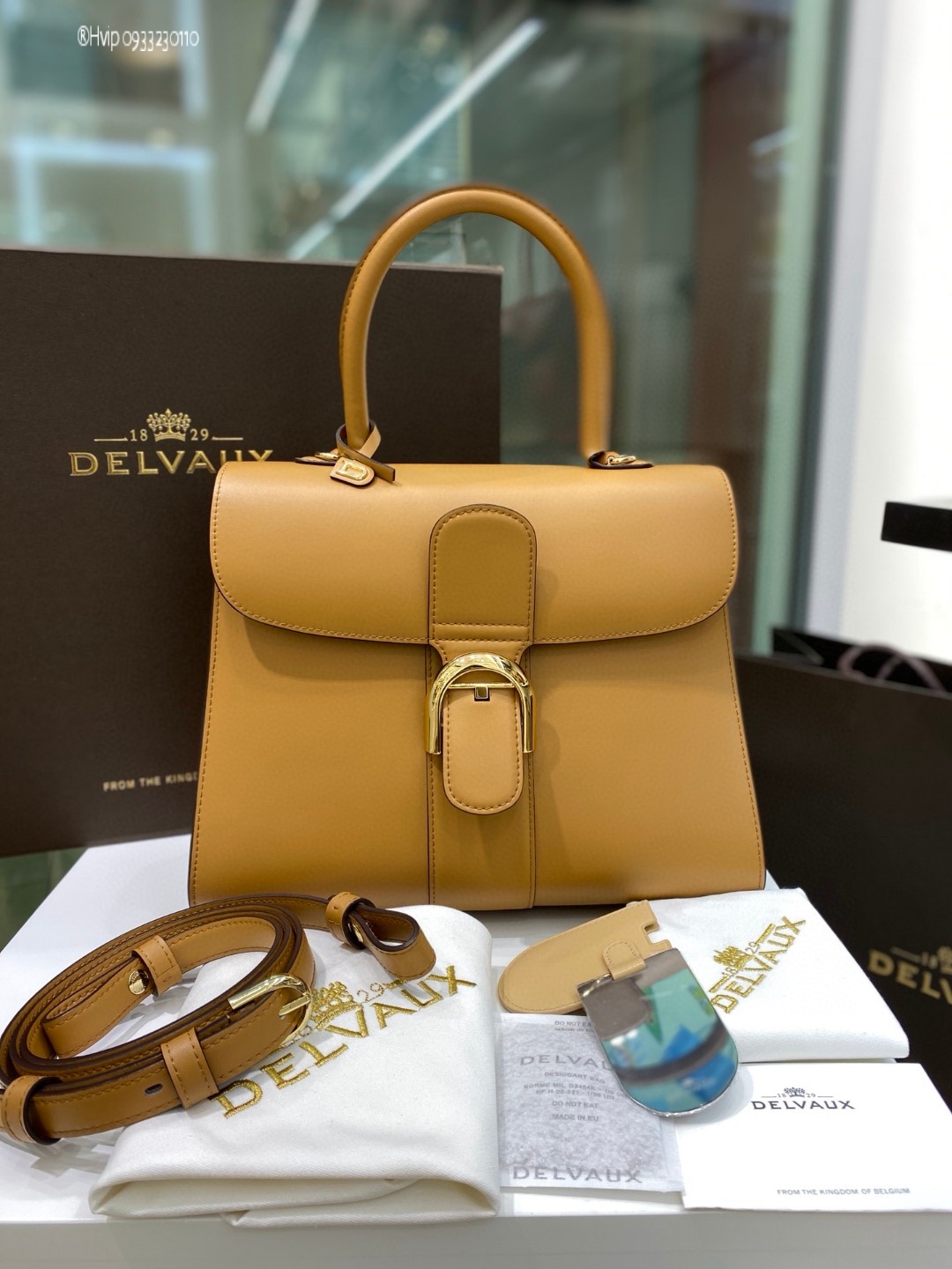Delvaux Brillant MM in Box Calf beige