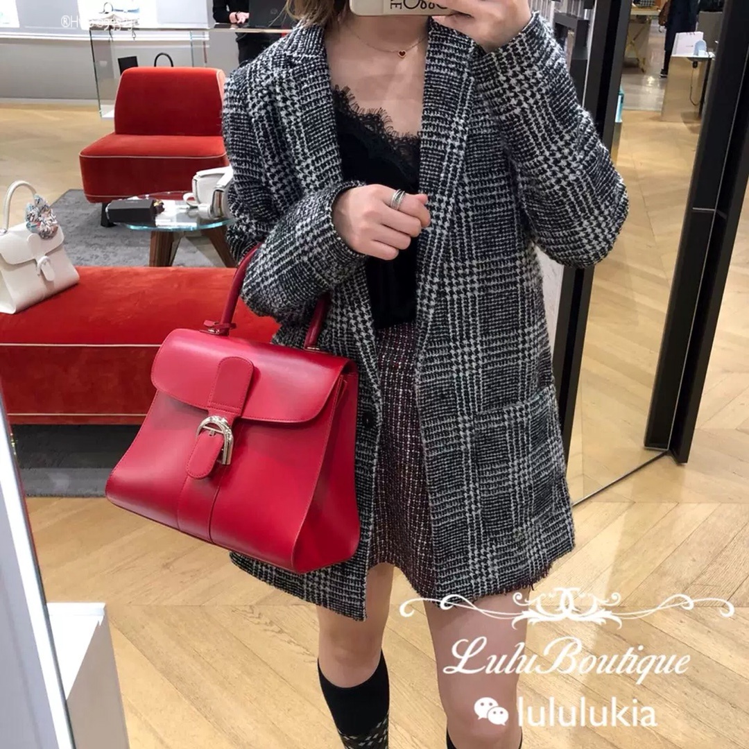 Delvaux Brillant MM in Box Calf red