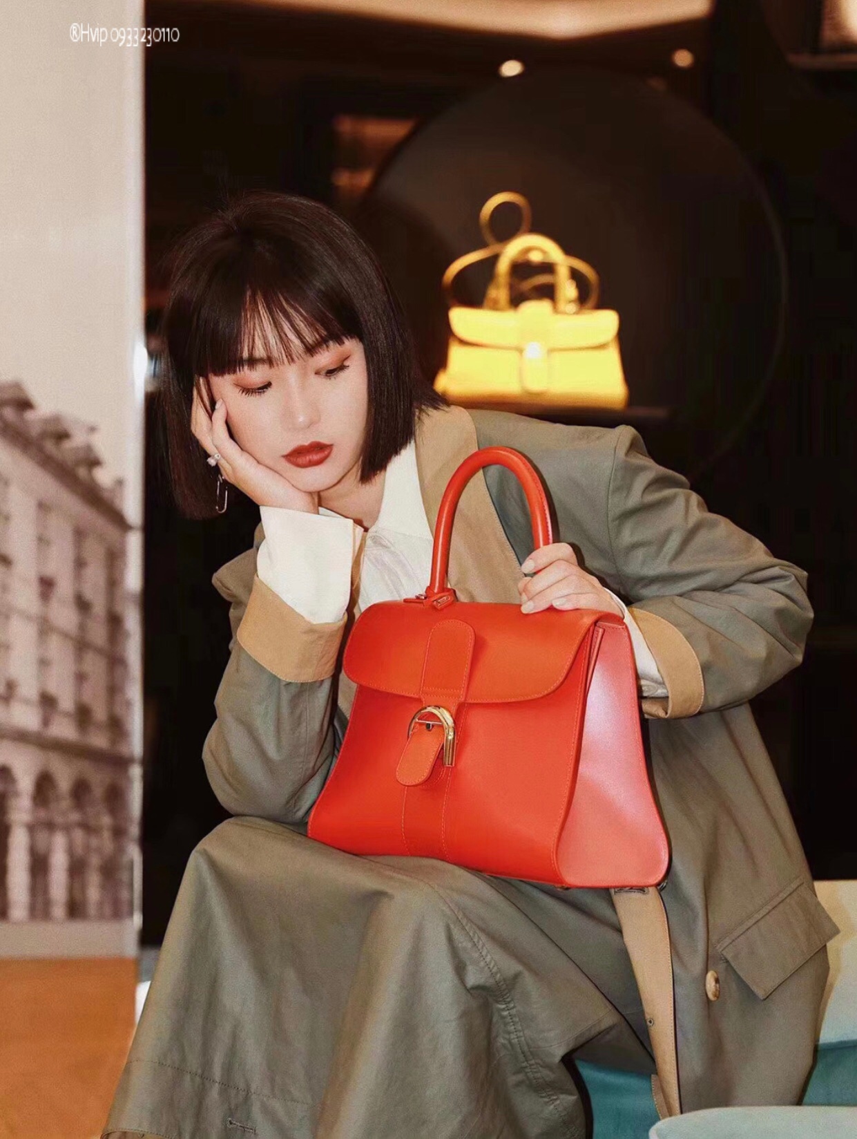 Delvaux Brillant MM in Box Calf red