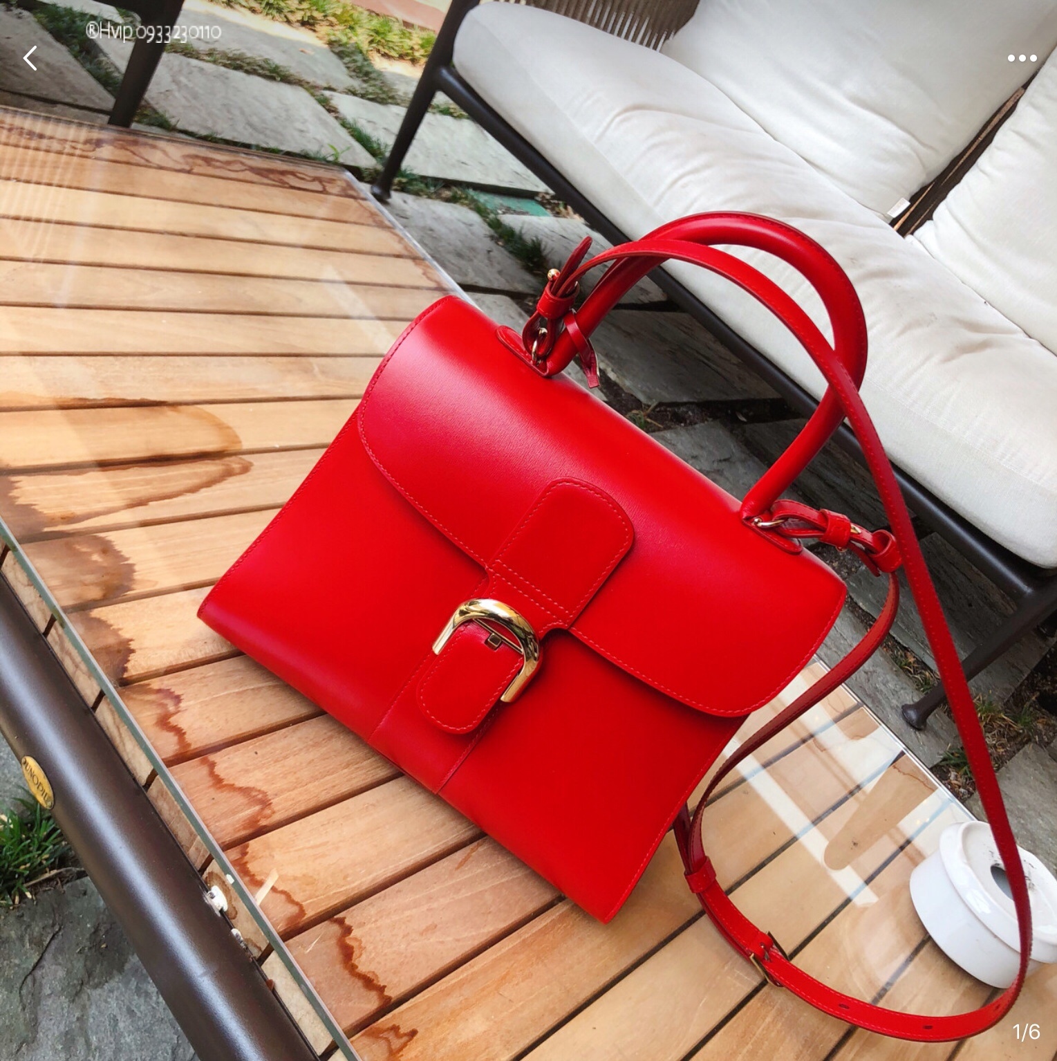 Delvaux Brillant MM in Box Calf red
