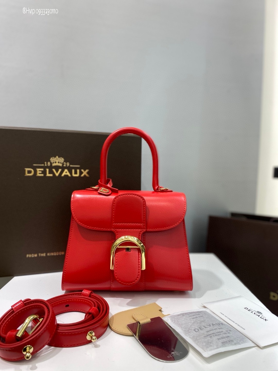 Delvaux Brillan mini in Box Calf red