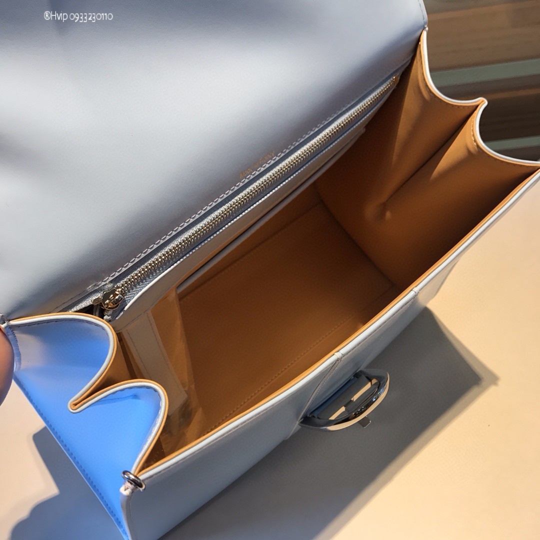 Delvaux Brillant MM in Box Calf Azure