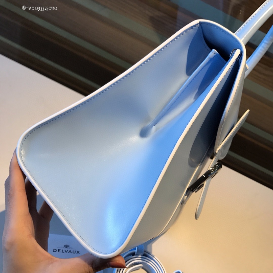 Delvaux Brillant MM in Box Calf Azure