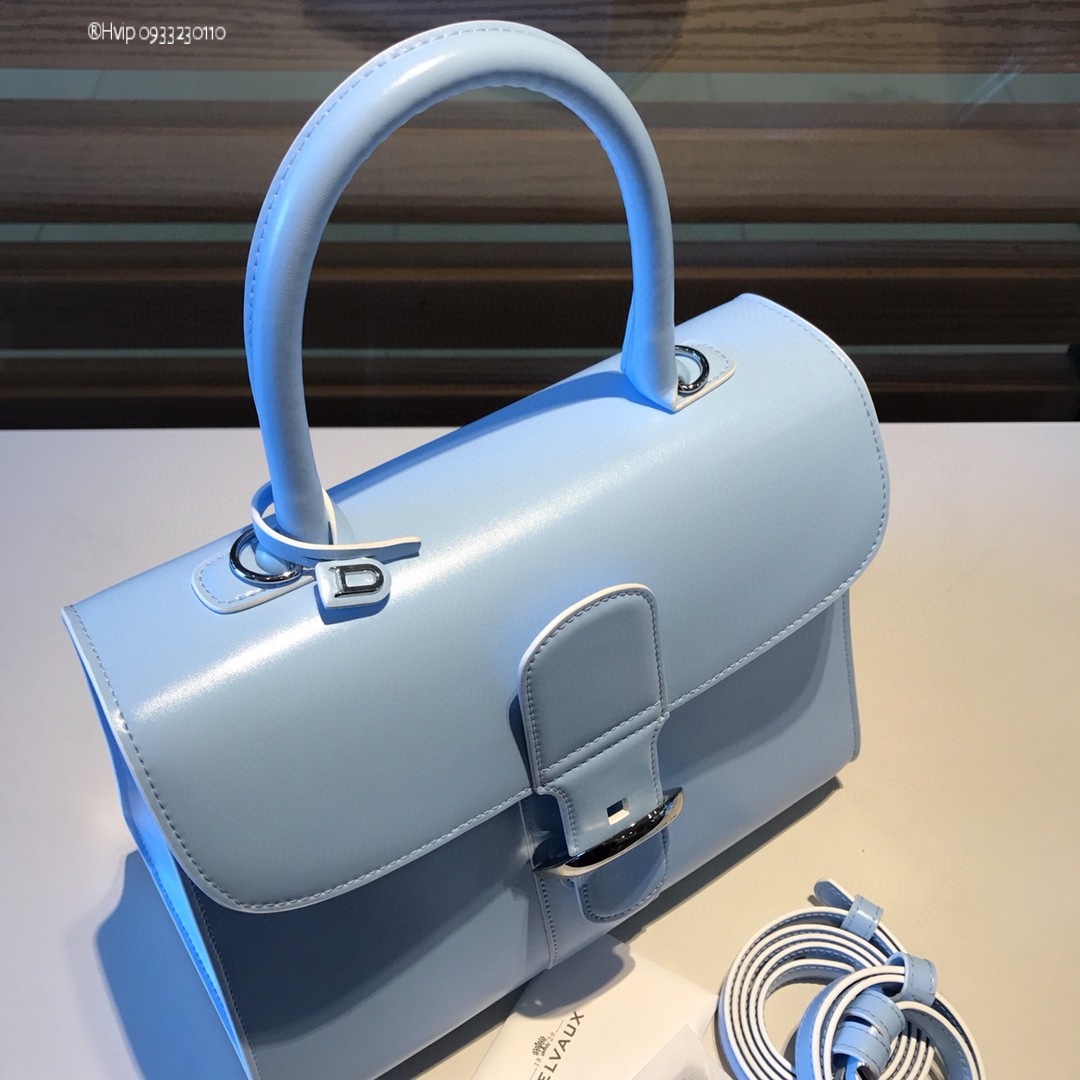 Delvaux Brillant MM in Box Calf Azure