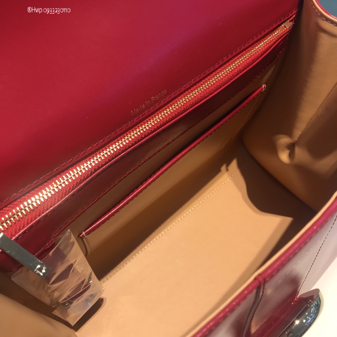 Delvaux Brillant MM in Box Calf Burgundy