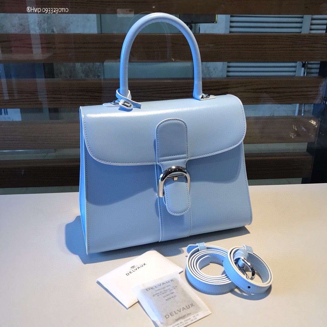 Delvaux Brillant MM in Box Calf Azure