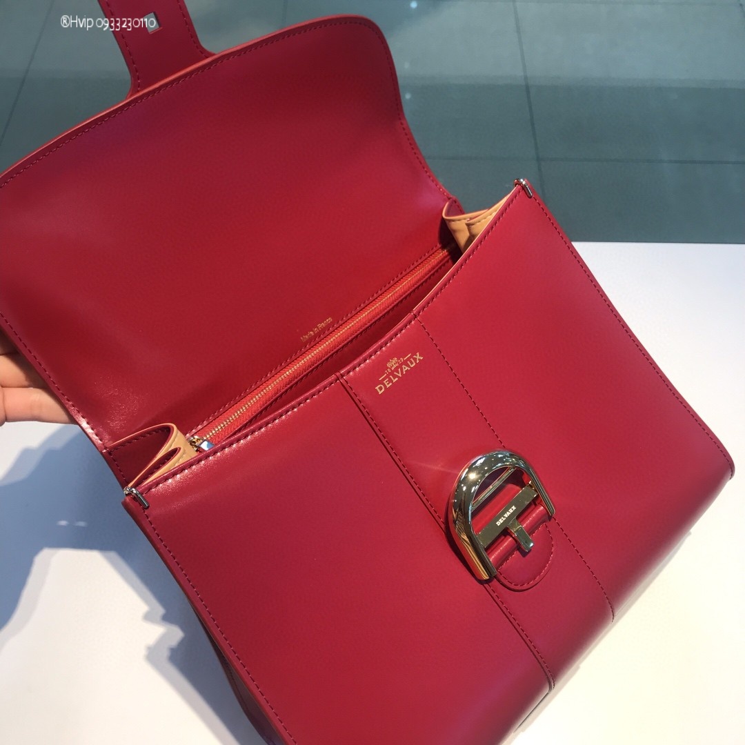Delvaux Brillant MM in Box Calf Burgundy