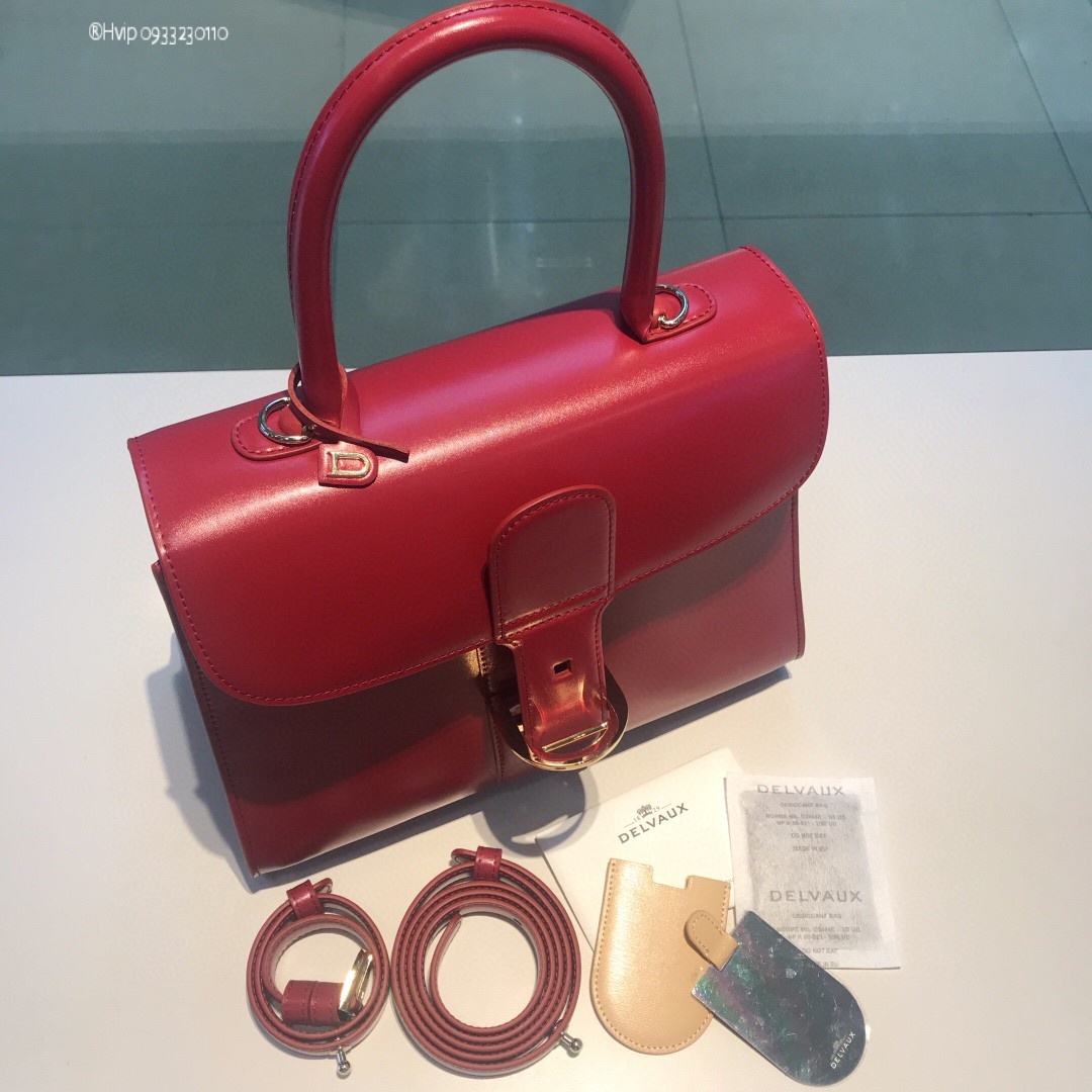 Delvaux Brillant MM in Box Calf Burgundy
