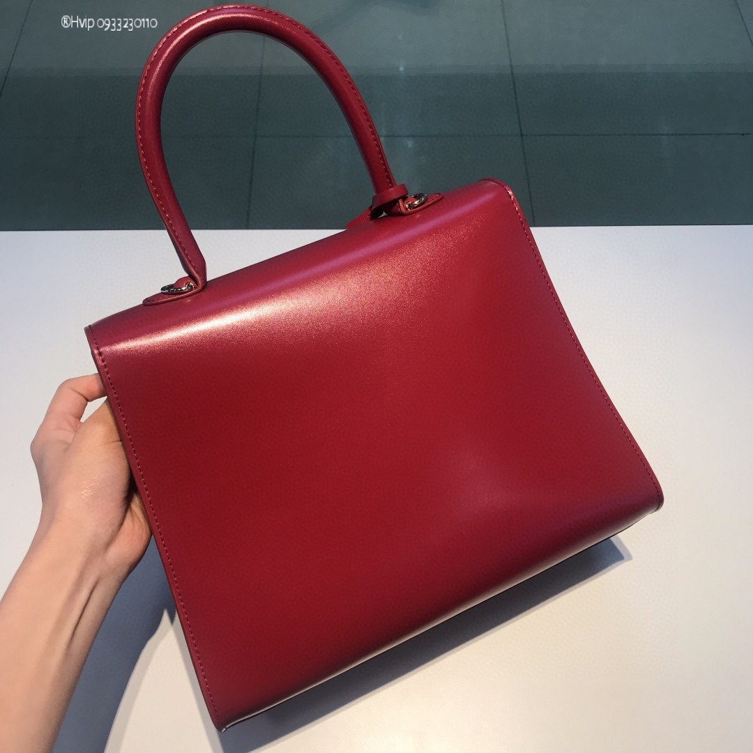 Delvaux Brillant MM in Box Calf Burgundy