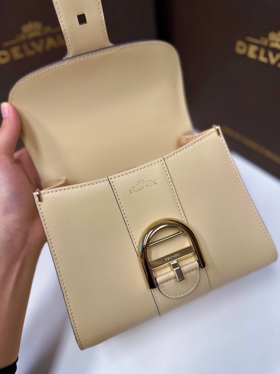 Delvaux Brillan mini in Box Calf yellow