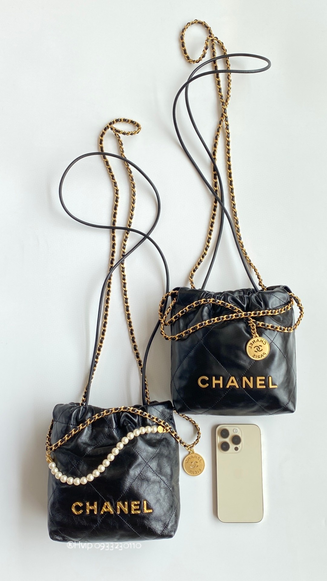 Chanel 22 mini pearl black