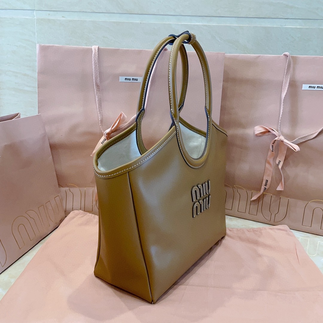 Miu Miu 5BA284_2DDJ_F098L_V_OOO Caramel IVY leather bag M1