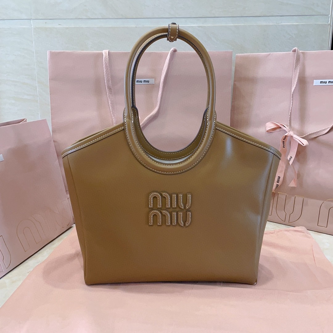 Miu Miu 5BA284_2DDJ_F098L_V_OOO Caramel IVY leather bag M1