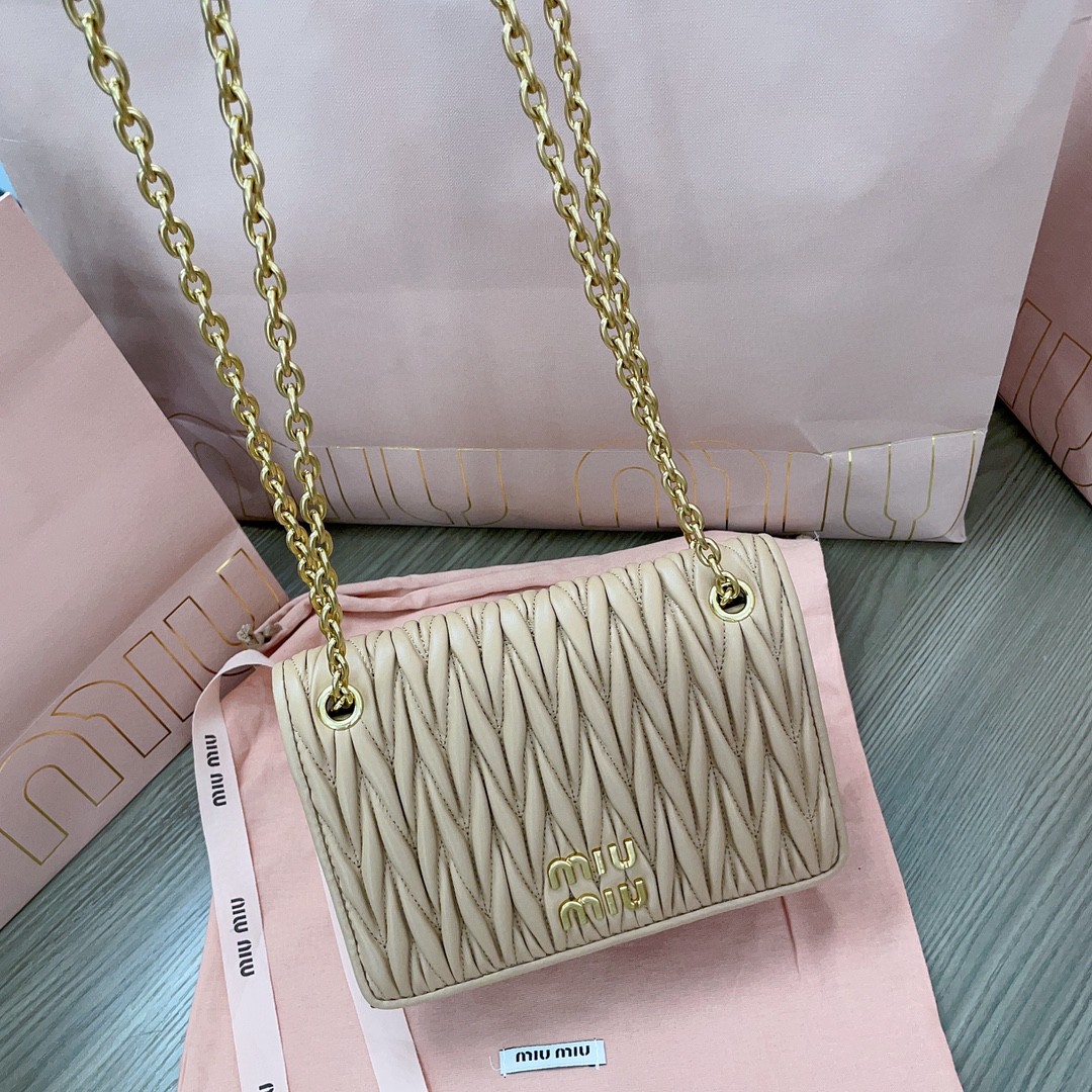 Miu Miu 5BP065 Matelassé nappa leather mini-bag sand beige M1