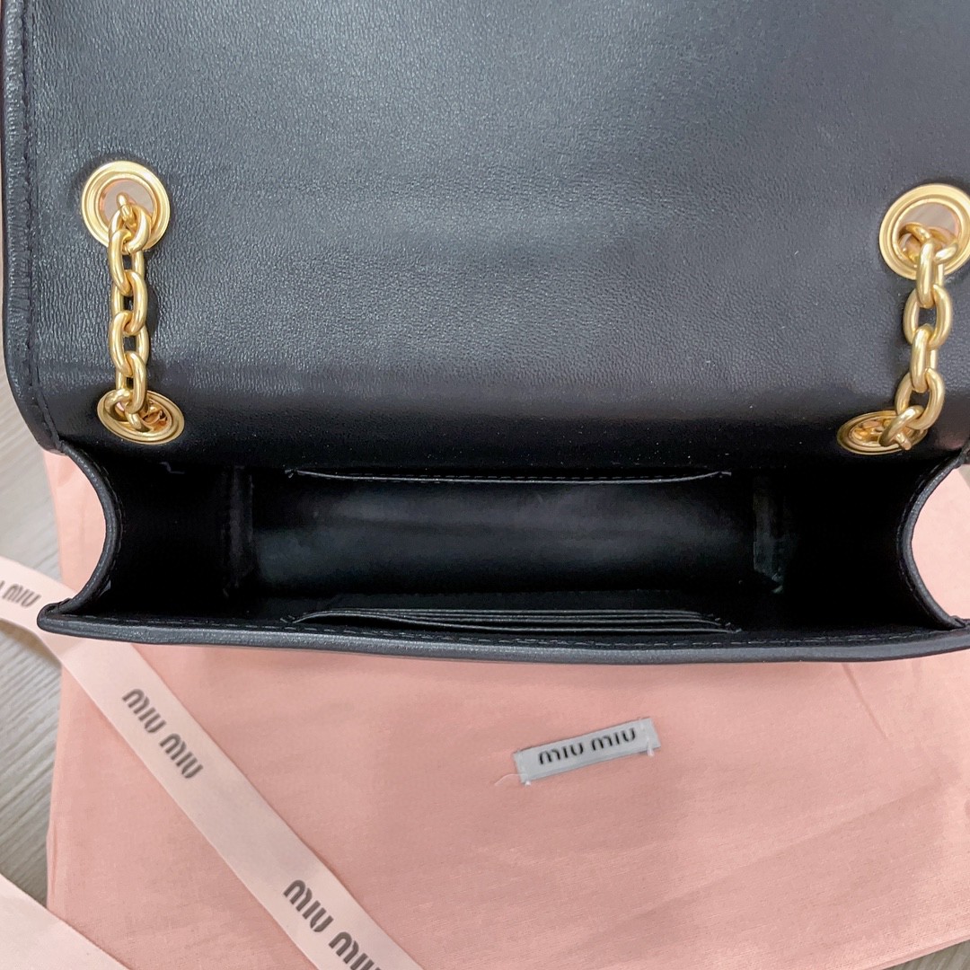Miu Miu 5BP065 Matelassé nappa leather mini-bag black M1