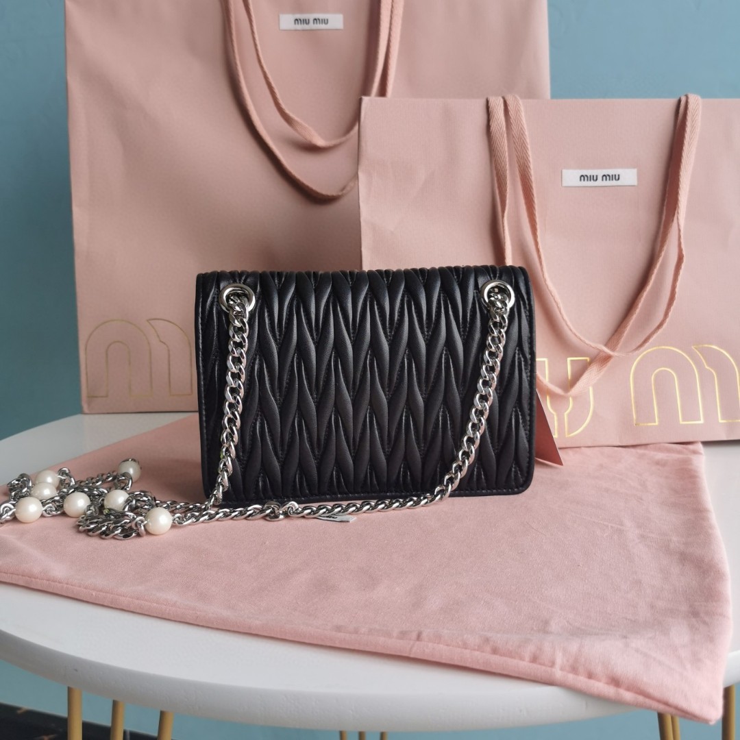 Miu Miu 5BP065 Matelassé nappa leather and crystal mini-bag M1