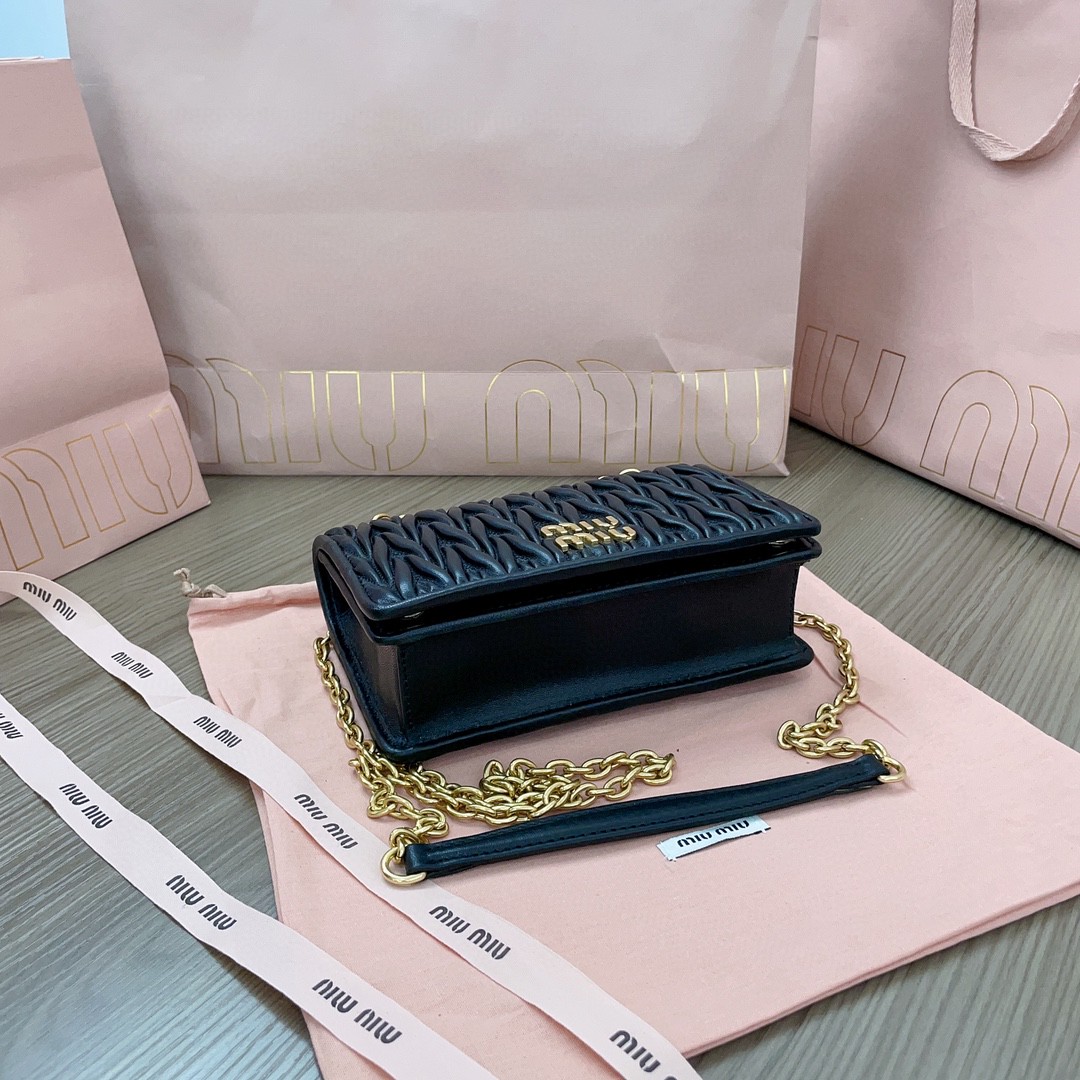 Miu Miu 5BP065 Matelassé nappa leather mini-bag black M1