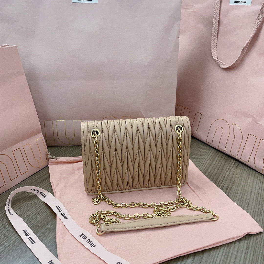 Miu Miu 5BP065 Matelassé nappa leather mini-bag sand beige M1