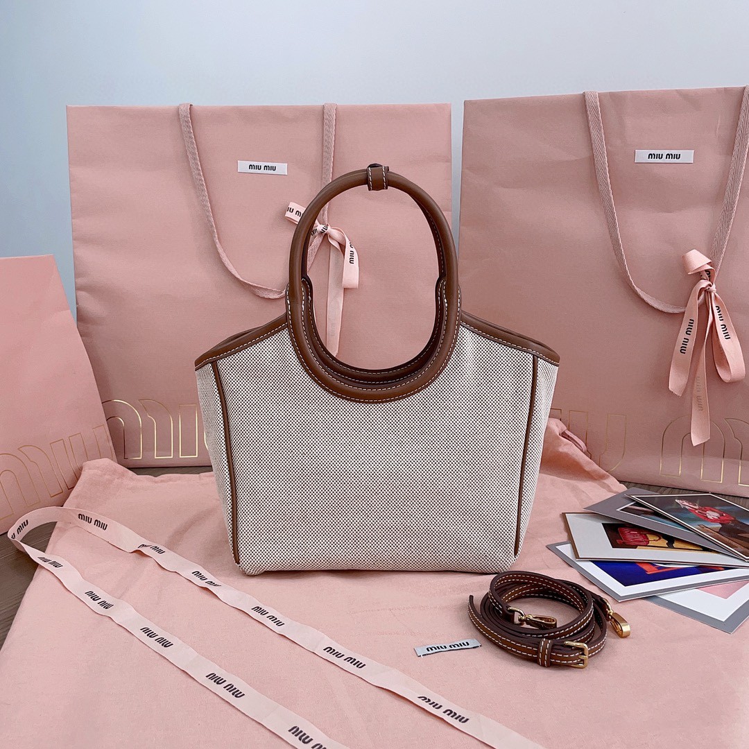 Miu Miu 5BG288 canvas tote bag M1