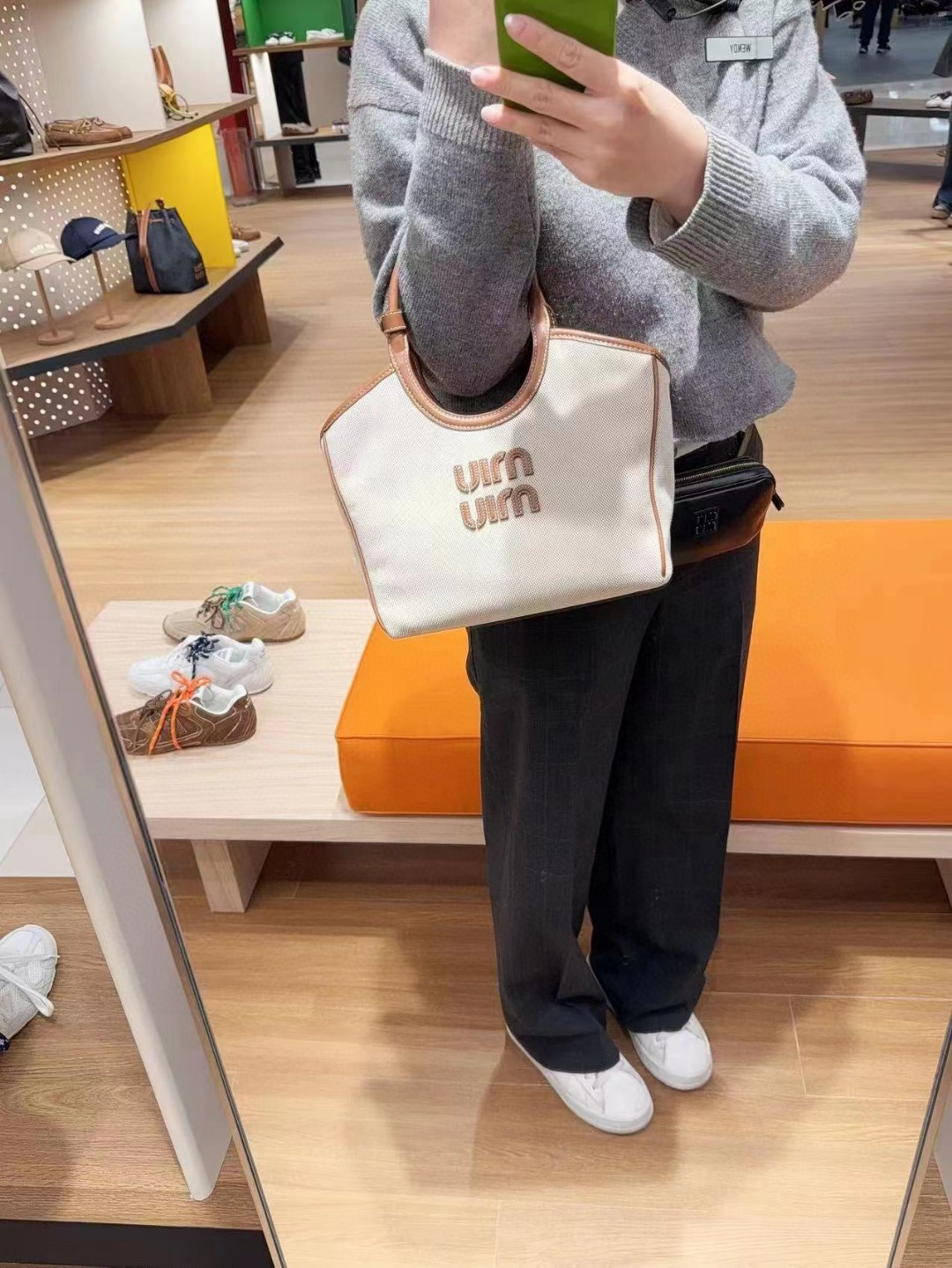 Miu Miu 5BG288 canvas tote bag M1