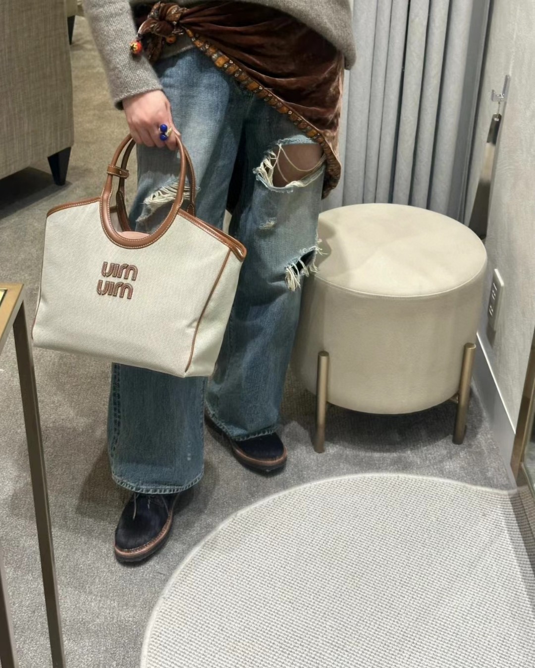 Miu Miu 5BG281 canvas tote bag M1