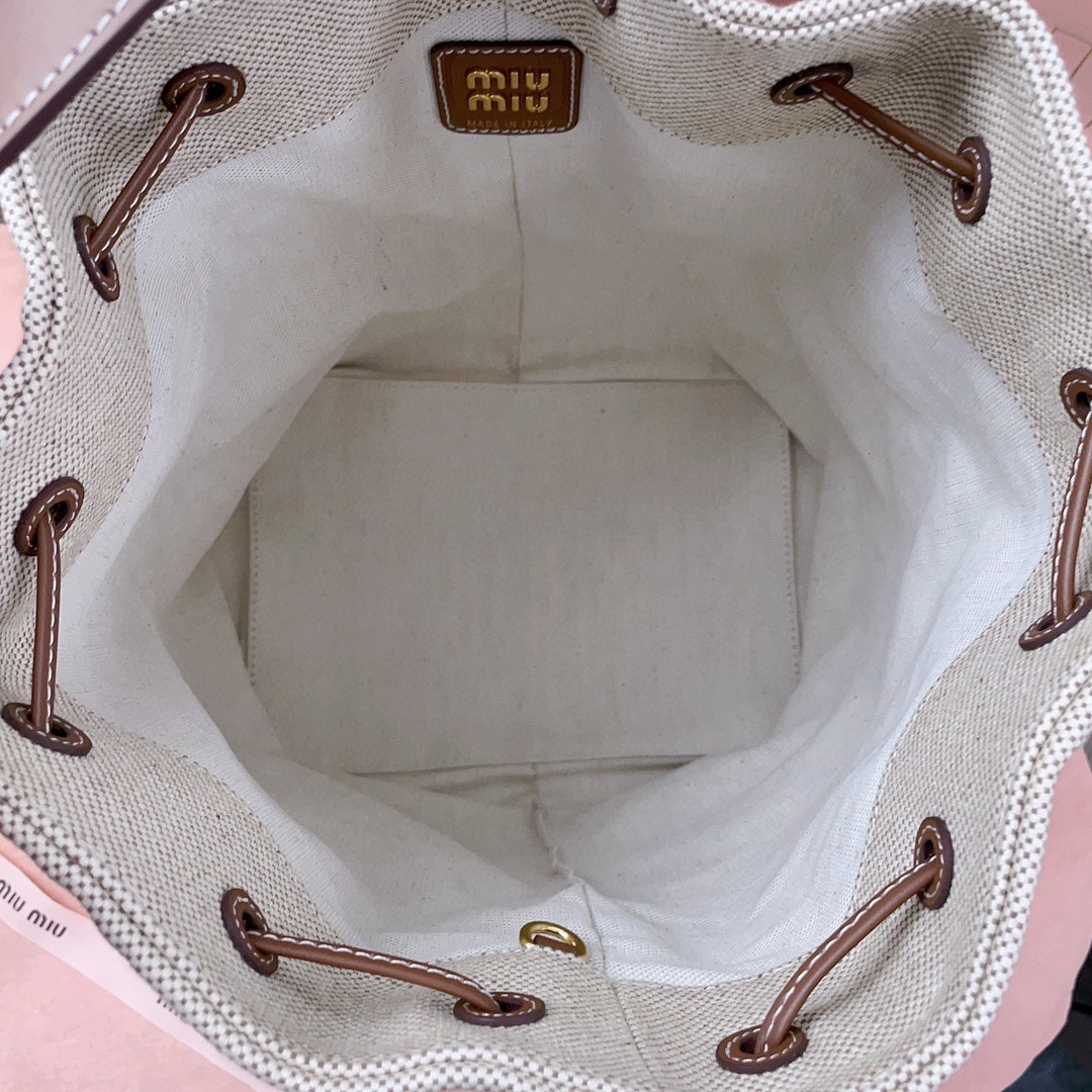 Miu Miu 5BE089 medium canvas bucket bag M1