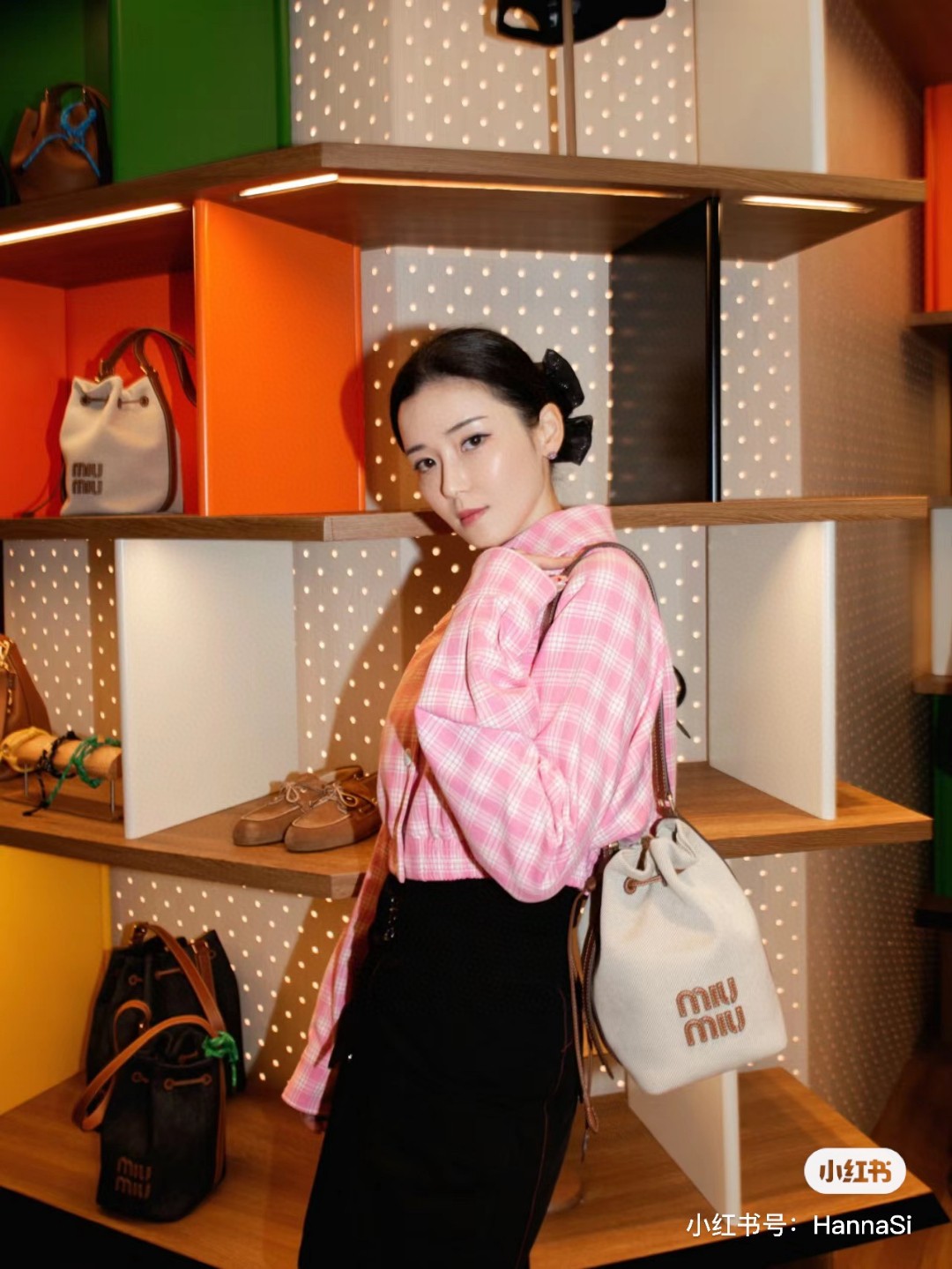 Miu Miu 5BE090 mini canvas bucket bag M1