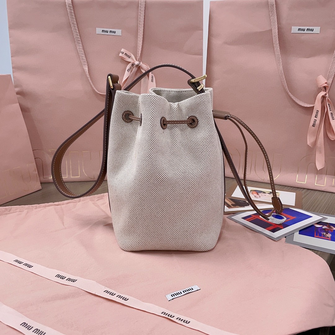 Miu Miu 5BE090 mini canvas bucket bag M1