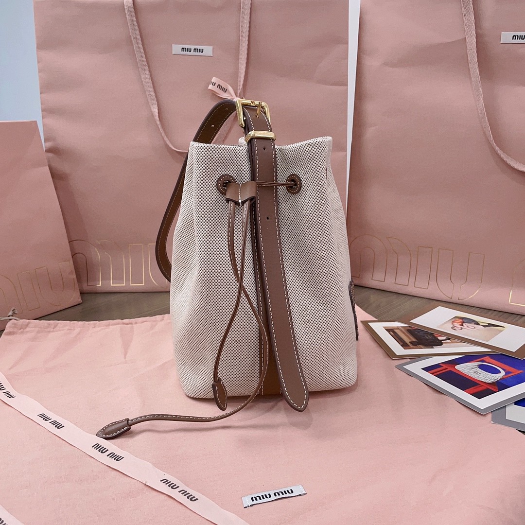Miu Miu 5BE090 mini canvas bucket bag M1