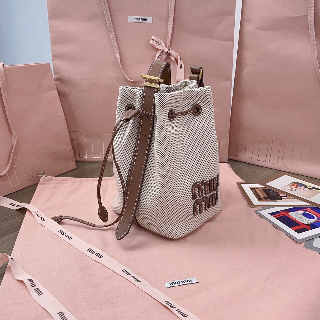 Miu Miu 5BE090 mini canvas bucket bag M1
