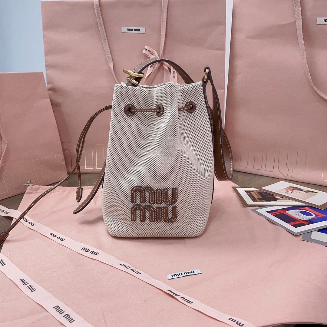 Miu Miu 5BE090 mini canvas bucket bag M1