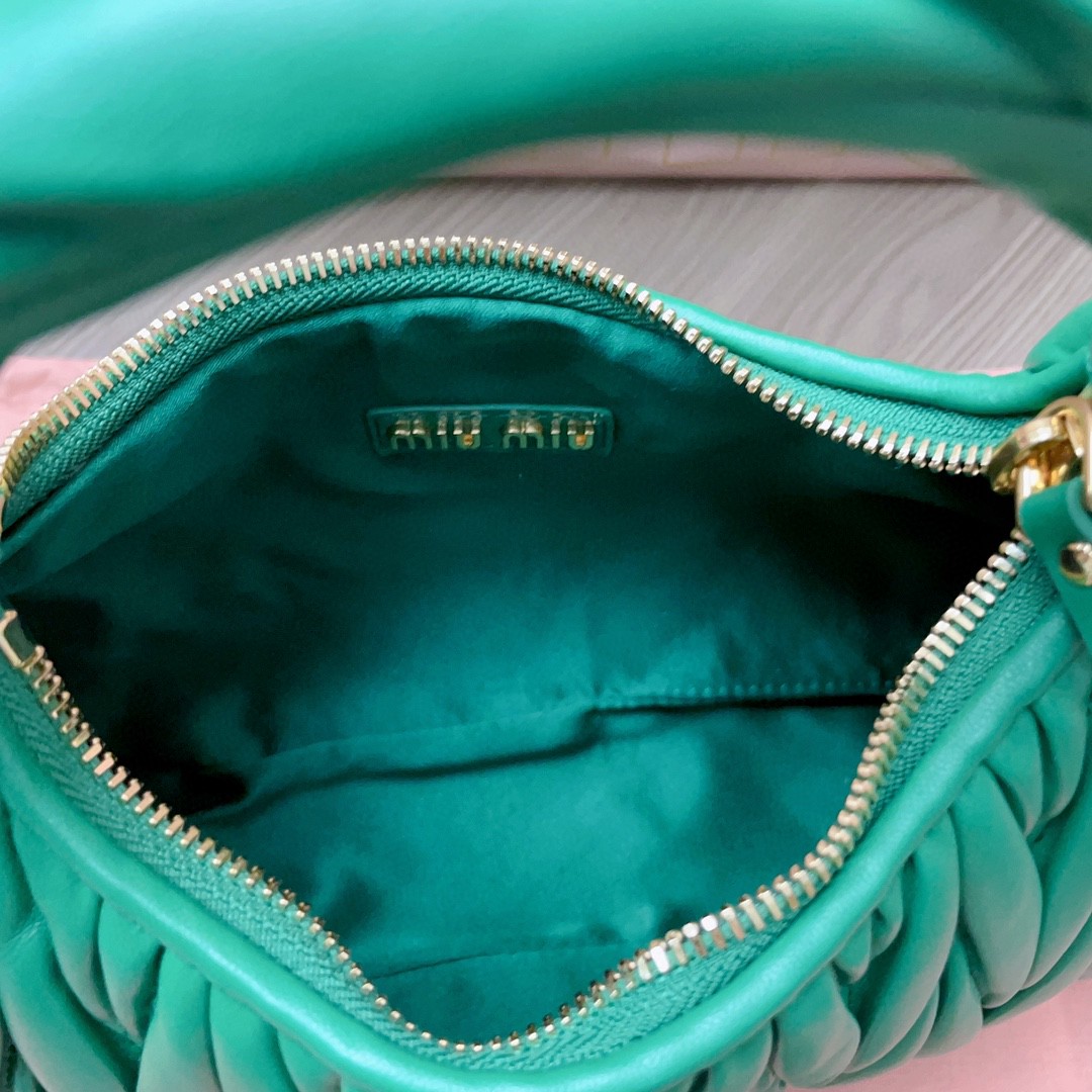 Miu Miu 5BC125 Wander matelasse nappa leather hobo bag mango M1