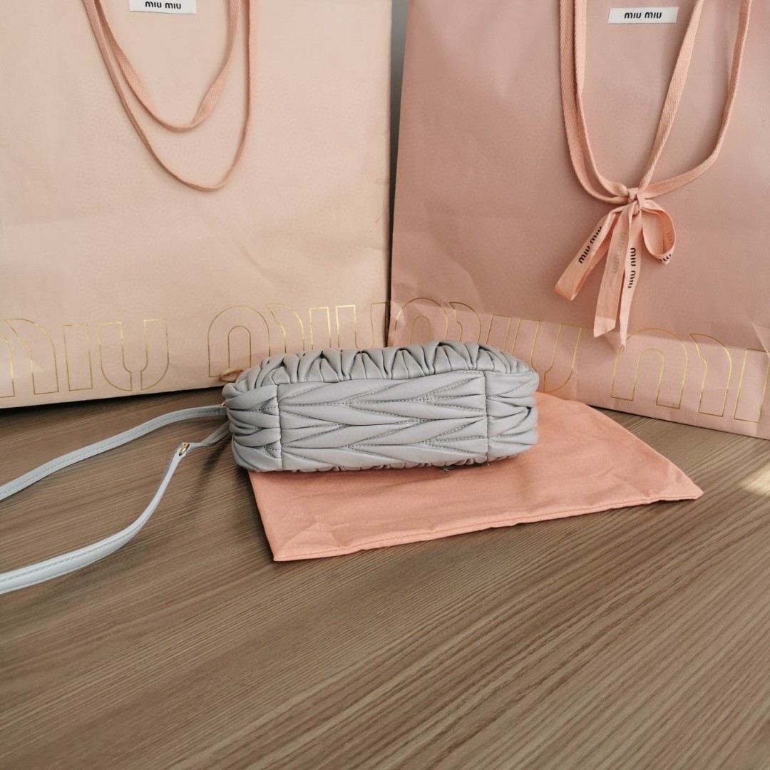 Miu Miu 5BC125 Wander matelasse nappa leather hobo bag cornflower M1