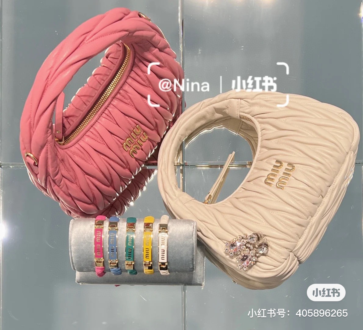 Miu Miu 5BC125 Wander matelasse nappa leather hobo bag white M1