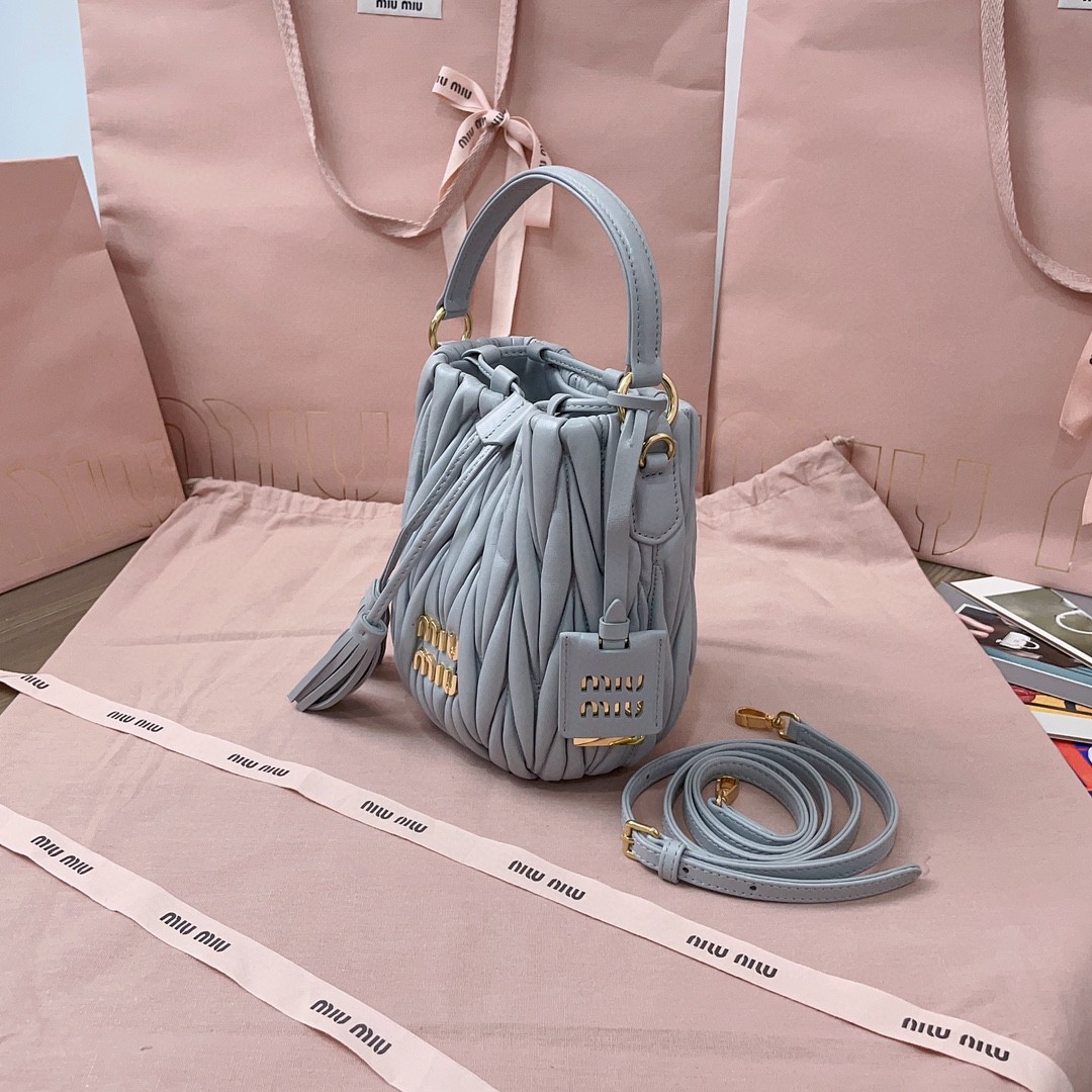 Miu Miu 5BE085 bucket bag blue M1