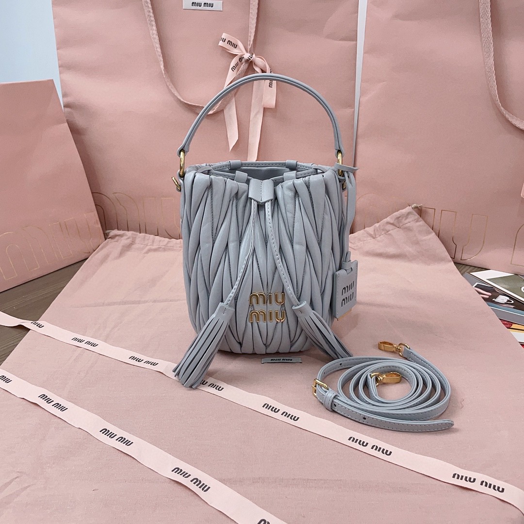 Miu Miu 5BE085 bucket bag blue M1