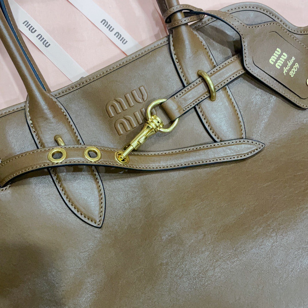 Miu Miu 5BG291 Aventure nappa leather bag oak M1