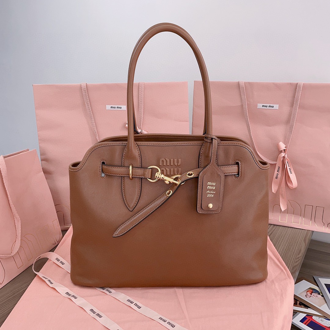 Miu Miu 5BG291 Aventure nappa leather bag oak M1