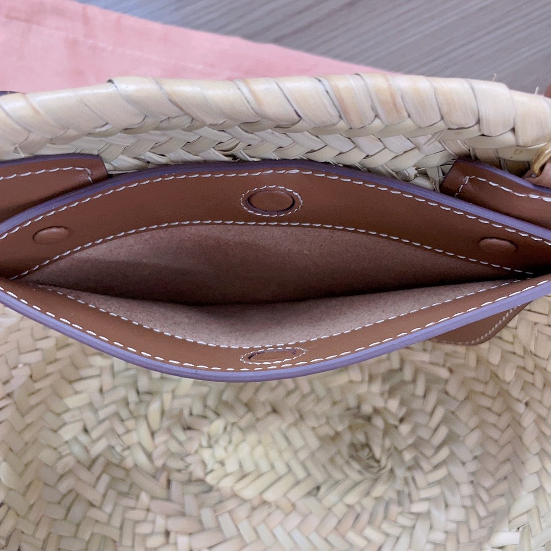 Miu Miu 5BG273_2DDH_F0A5T_V_OOO Woven fabric tote bag Beige/Cognac M1