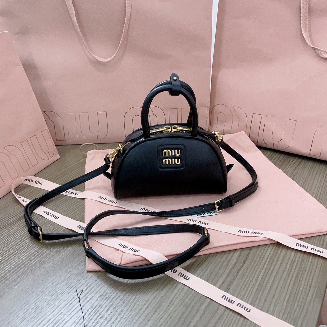 Miu Miu 5BP085 Schwarz Henkeltasche Aus Leder Black M1