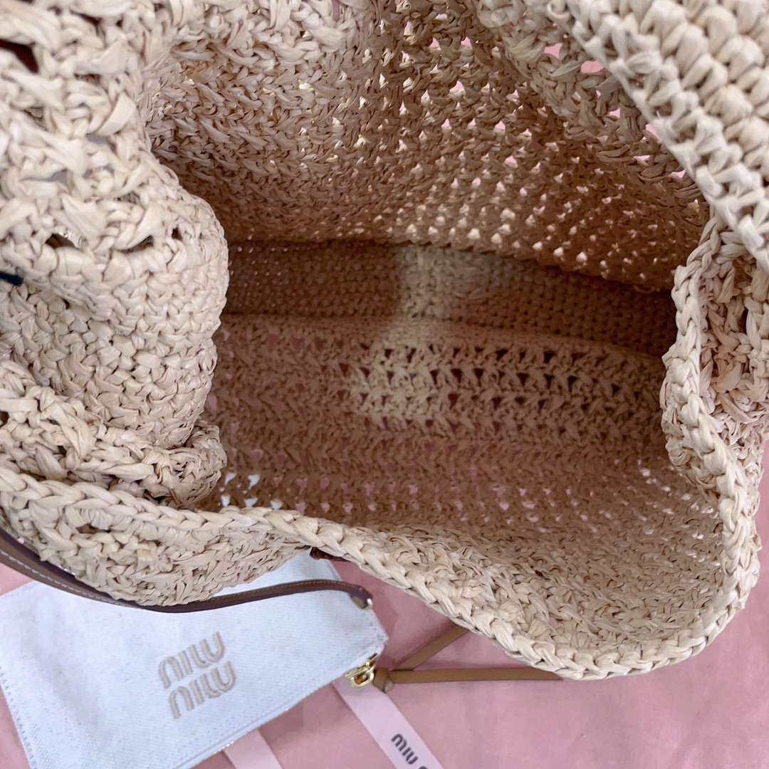 Miu Miu Woven fabric hobo bag 5BC116 gray M1