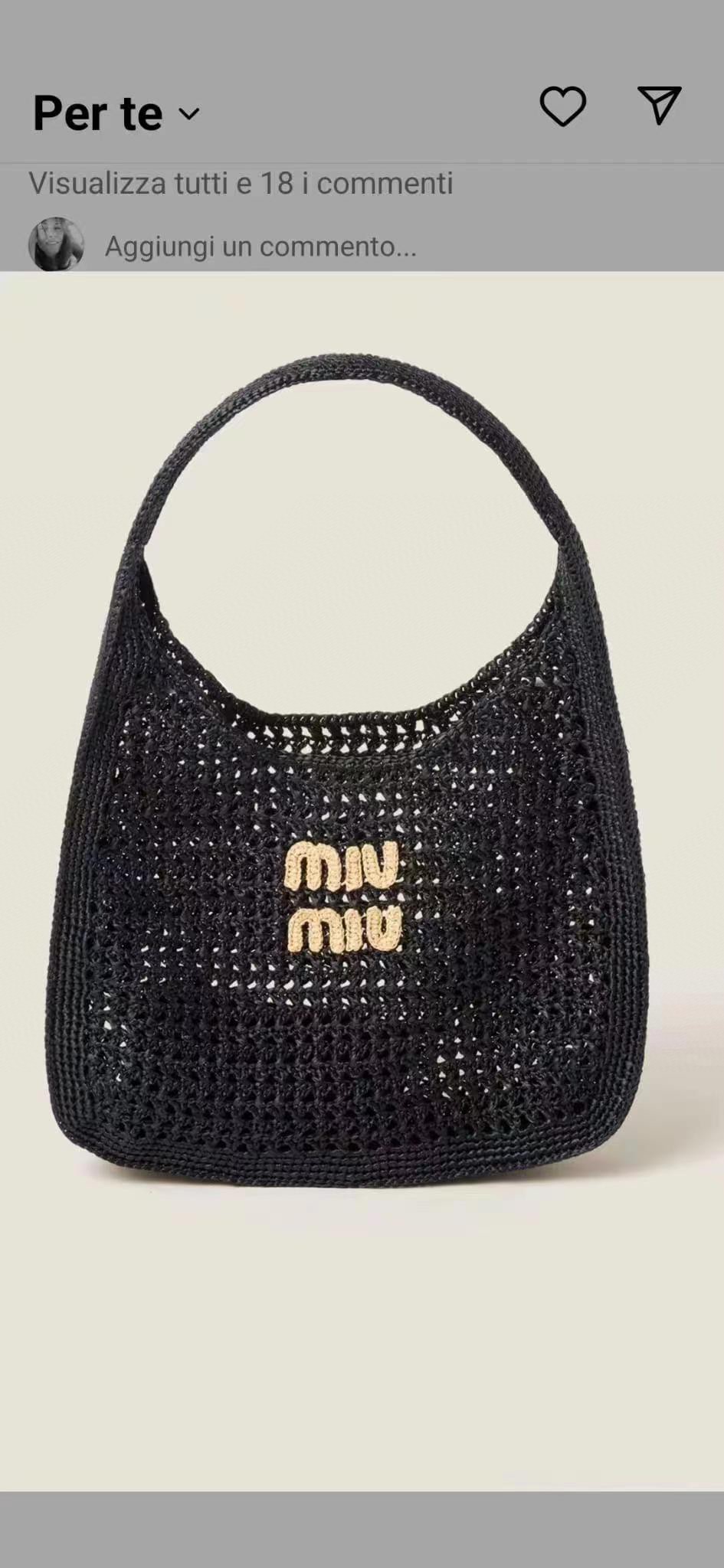 Miu Miu Woven fabric hobo bag 5BC116 black M1