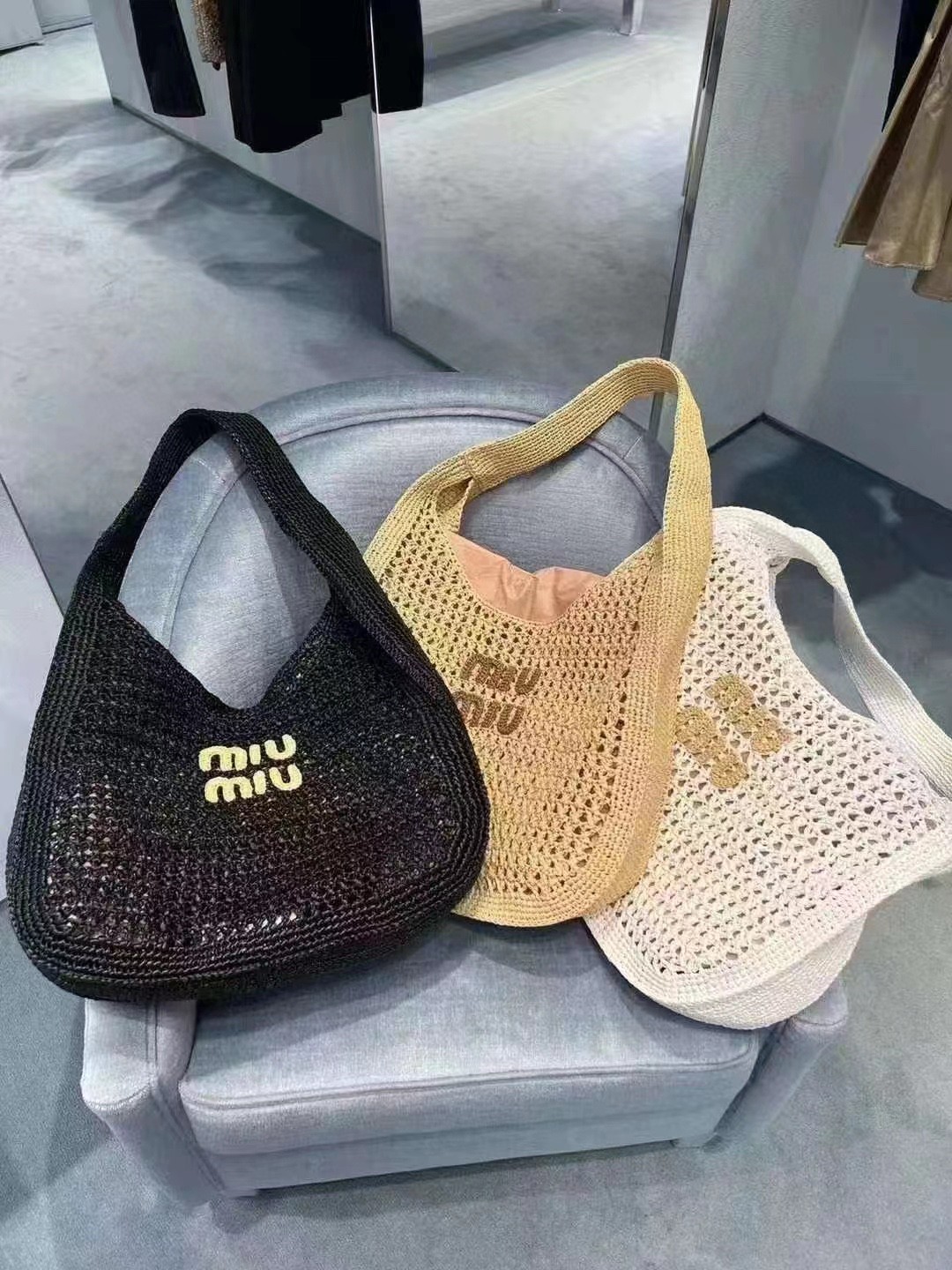 Miu Miu Woven fabric hobo bag 5BC116_2DO1_F0965_V_OOM M1