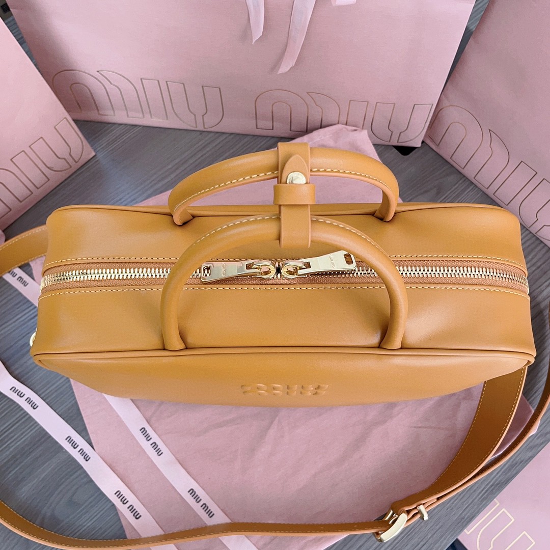Miu Miu Leather Beau bag orange 5BB117 M1